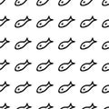 Beautiful hand drawn fashion seamless pattern fish icon. Hand drawn black sketch. Sign / symbol / doodle. Isolated on white Royalty Free Stock Photo