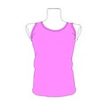 Beautiful hand-drawn fashion vector illustration of pink sleeveless T-shirt for men and women on a dummy isolated on a Royalty Free Stock Photo