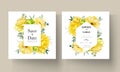 Beautiful hand drawn floral watercolor wedding invitation card set