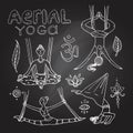 Beautiful hand drawn illustration aerial yoga.