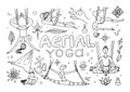 Beautiful hand drawn illustration aerial yoga.