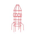 Beautiful hand-drawn red vector illustration of a metal swedish wall rocket for children isolated on a white background Royalty Free Stock Photo