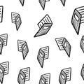 Beautiful hand drawn seamless pattern fashion notebook icon. Hand drawn black sketch. Sign / symbol / doodle. Isolated on white