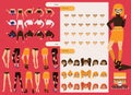 Beautiful hand drawn set with parts for creating character design. Vector collection with emotions on face, various hairstyles, ca Royalty Free Stock Photo