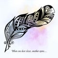 Beautiful hand drawn sketch of feathers for your design. Vector illustration