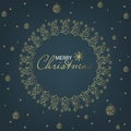 Beautiful hand drawn vector Christmas and New Year composition. Gold Stars, Christmas toys, salute, Christmas trees, snowflake, Royalty Free Stock Photo