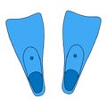 Beautiful hand-drawn vector illustration of a pair of blue flippers isolated on a white background