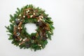 Beautiful hand made Christmas wreath isolated on white backgroun Royalty Free Stock Photo