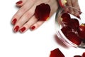 Beautiful hand with nail red manicure Royalty Free Stock Photo