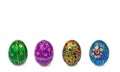 Beautiful hand painted easter eggs. Isolated image on white Royalty Free Stock Photo