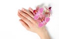 Beautiful hand with perfect nail french manicure Royalty Free Stock Photo