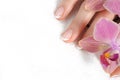 Beautiful hand with perfect nail french manicure Royalty Free Stock Photo