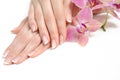 Beautiful hand with perfect nail french manicure Royalty Free Stock Photo