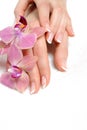 Beautiful hand with perfect nail french manicure Royalty Free Stock Photo