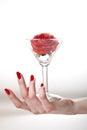 Beautiful hand with perfect red manicure Royalty Free Stock Photo