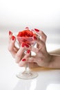 Beautiful hand with perfect red manicure Royalty Free Stock Photo