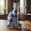Beautiful Handcrafted Cat Statue with Charming Background Royalty Free Stock Photo