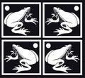 Beautiful handdrawn cartoon illustration of amazing and unique frogs group in black background.cdr