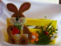 Beautiful handicraft of bunny / rabbit holding a carrot Royalty Free Stock Photo