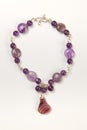 Handmade necklace made from purple bead crystals Royalty Free Stock Photo
