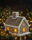 Beautiful handmade gingerbread house for Christmas and New Year