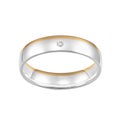 Wedding ring of gold and silver metal on white background Royalty Free Stock Photo