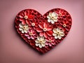 Beautiful handmade paper quilling flower heart, symbol of love for Valentine\'s Day
