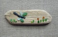 Handmade picture- butterfly and flowers using sea wood and sea glass