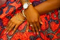 Nigerian Hands With Colorful Dress And Jewellry