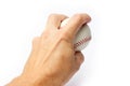 Beautiful in the hands of a baseball on a white background myach Royalty Free Stock Photo
