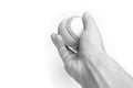 Beautiful in the hands of a baseball on a white background myach Royalty Free Stock Photo