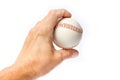 Beautiful in the hands of a baseball on a white background myach Royalty Free Stock Photo