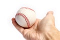 Beautiful in the hands of a baseball on a white background myach Royalty Free Stock Photo