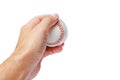 A beautiful in the hands of a baseball on a white background myach Royalty Free Stock Photo