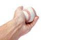 A beautiful in the hands of a baseball on a white background myach Royalty Free Stock Photo