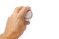 Beautiful in the hands of a baseball on a white background myach Royalty Free Stock Photo