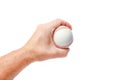 A beautiful in the hands of a baseball on a white background myach Royalty Free Stock Photo