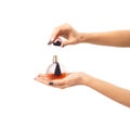 Beautiful hands keeps the spirits isolated. Perfume, cosmetics c