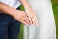 Beautiful hands newlyweds display their wedding rings Royalty Free Stock Photo