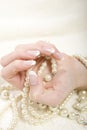 Beautiful hands with perfect french manicure Royalty Free Stock Photo