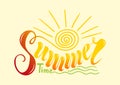 Beautiful handwritten text summer time. Vector illustration on a Royalty Free Stock Photo