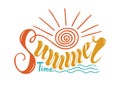 Beautiful handwritten text summer time. Vector illustration on a Royalty Free Stock Photo