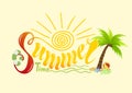 Beautiful handwritten text of summer time. Vector illustration o Royalty Free Stock Photo