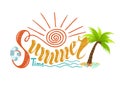 Beautiful handwritten text of summer time. Vector illustration o Royalty Free Stock Photo