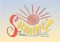 Beautiful handwritten text summer time. Vector illustration on a Royalty Free Stock Photo