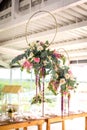 Beautiful hanging bohemian wedding flowers circular bouquette