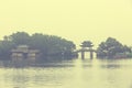 The beautiful hangzhou west lake scenery in a misty morning Royalty Free Stock Photo