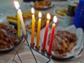 Hanukkah menorah chanukkiah with candles Royalty Free Stock Photo