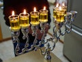 Hanukkah menorah chanukkiah with oil candles Royalty Free Stock Photo