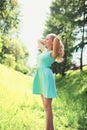 Beautiful happy blonde young woman in dress Royalty Free Stock Photo